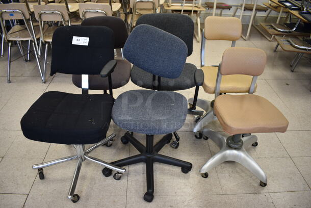 6 Various Chairs on Casters. BUYER MUST REMOVE. Includes 17x18x35. 6 Times Your Bid! (Clearview Elementary - Room 7) - Image 1 of 6