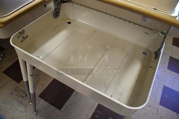 26 Tan Metal Student Desk w/ Raising Desktop. BUYER MUST REMOVE. 24.5x18.5x28. 26 Times Your Bid! (Clearview Elementary - Room 2) - Image 4 of 5