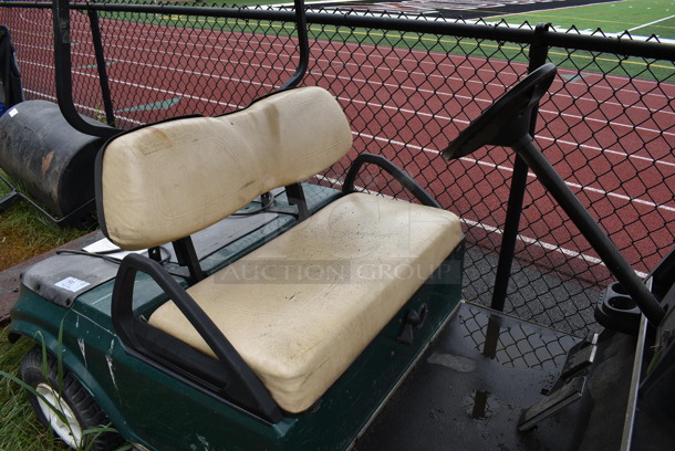 Green Electric Powered Golf Cart w/ Battery Charger. Needs New Battery. Comes w/ 1 Key. BUYER MUST REMOVE. 42x101x67.5. (stadium) - Image 4 of 11