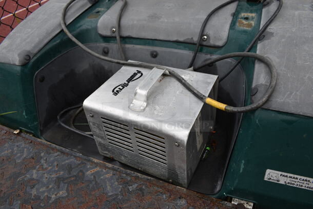 Green Electric Powered Golf Cart w/ Battery Charger. Needs New Battery. Comes w/ 1 Key. BUYER MUST REMOVE. 42x101x67.5. (stadium) - Image 8 of 11