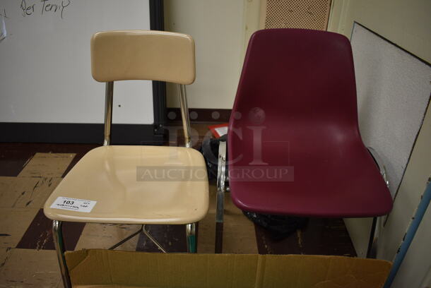 ALL ONE MONEY! Lot of 2 Chairs and Various Items Including Green Poly Item. BUYER MUST REMOVE. Includes 17x17x30. (Clearview Elementary - Room 1) - Image 4 of 4