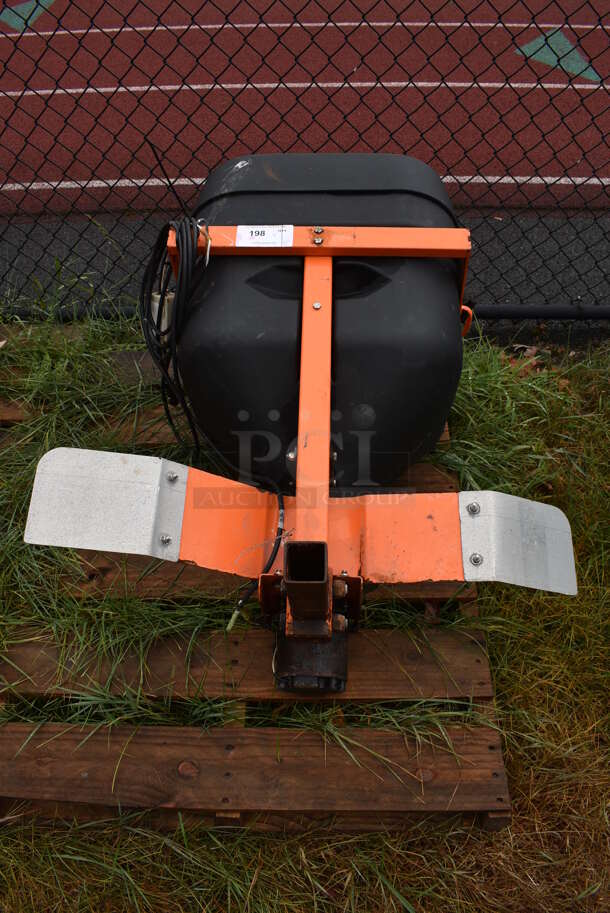 Black and Orange Metal Commercial Salt Spreader. BUYER MUST REMOVE. 35x21x39.5. (stadium) - Image 2 of 8