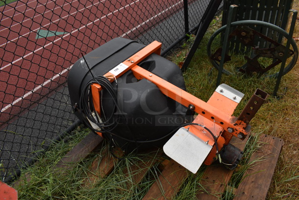 Black and Orange Metal Commercial Salt Spreader. BUYER MUST REMOVE. 35x21x39.5. (stadium) - Image 4 of 8