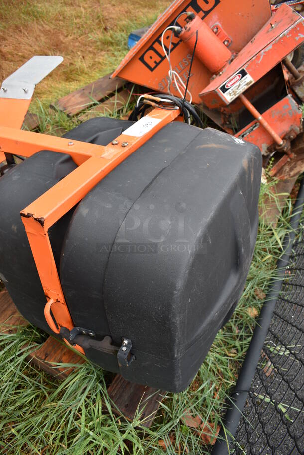 Black and Orange Metal Commercial Salt Spreader. BUYER MUST REMOVE. 35x21x39.5. (stadium) - Image 6 of 8