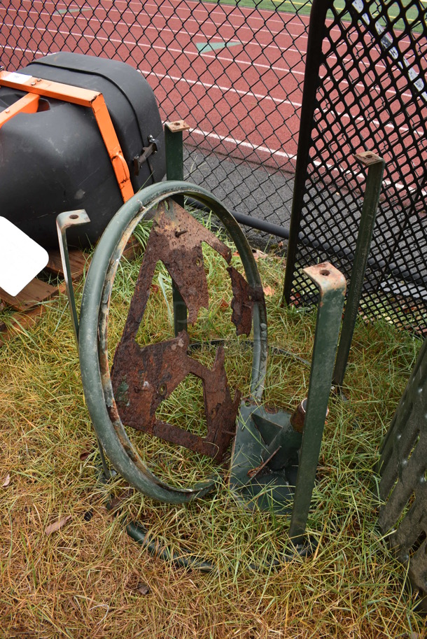 ALL ONE MONEY! Lot of Various Playground Items; Trash Can Shell, Tabletop, Base and Pole. BUYER MUST REMOVE. Includes 46x46x2. (stadium) - Image 2 of 7