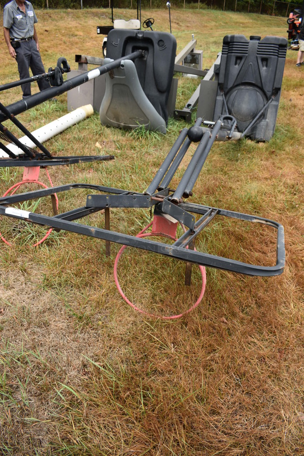 Lifetime Metal Floor Style Basketball Hoop. No Net or Backboard. BUYER MUST REMOVE. 43.5x46.5x158. (stadium) - Image 1 of 10
