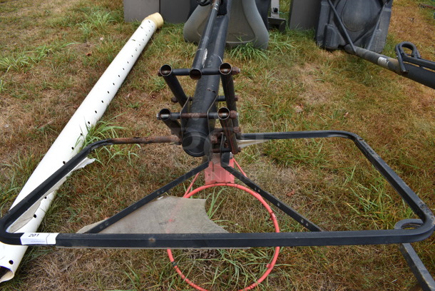 Metal Floor Style Basketball Hoop. No Net or Backboard. BUYER MUST REMOVE. 48x46x127. (stadium) - Image 2 of 11