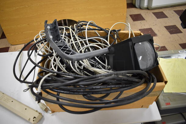 Gray Desk w/ Contents Including Wires and Parts for Overhead Projector. BUYER MUST REMOVE. 36x20x31. (Clearview Elementary - Room 1) - Image 3 of 5
