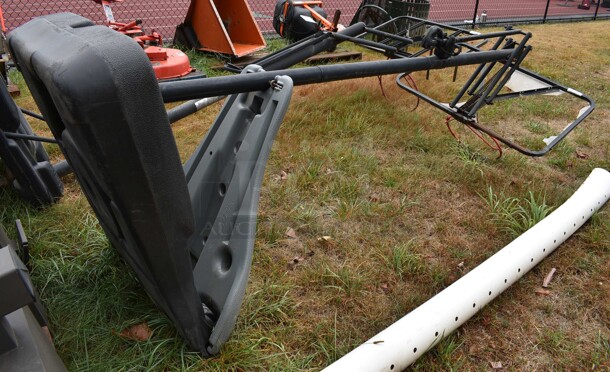 Metal Floor Style Basketball Hoop. No Net or Backboard. BUYER MUST REMOVE. 48x46x127. (stadium) - Image 10 of 11