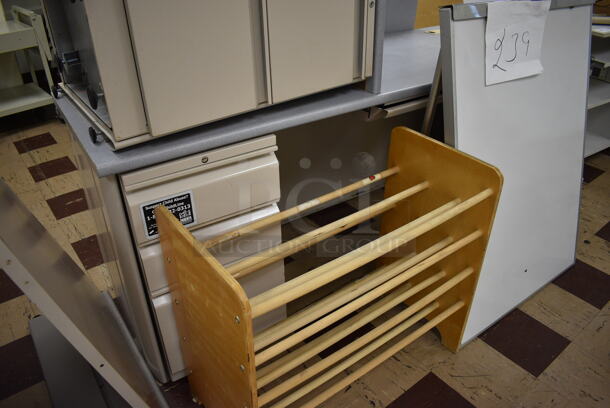 ALL ONE MONEY! Lot of 5 Various Items Including Desks, Board and Wooden Rack. BUYER MUST REMOVE. Includes 29x15x26. (Clearview Elementary - Room 1) - Image 6 of 7