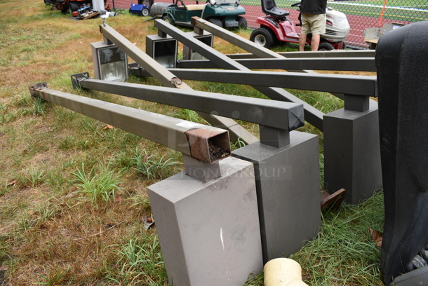 8 Brown Metal Lights. BUYER MUST REMOVE. 16.5x31.5x144.5. 8 Times Your Bid! (stadium) - Image 2 of 7