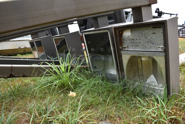 8 Brown Metal Lights. BUYER MUST REMOVE. 16.5x31.5x144.5. 8 Times Your Bid! (stadium) - Image 3 of 7