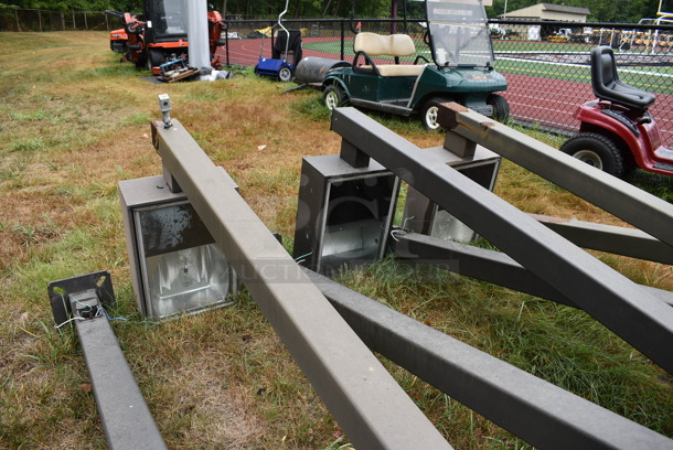 8 Brown Metal Lights. BUYER MUST REMOVE. 16.5x31.5x144.5. 8 Times Your Bid! (stadium) - Image 4 of 7