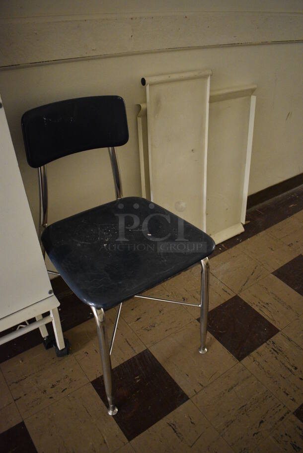 ALL ONE MONEY! Lot of Metal Rack, Easel, Chair and Panels. BUYER MUST REMOVE. Includes 33x16x49. (Clearview Elementary - Upper Level Hallway) - Image 4 of 4