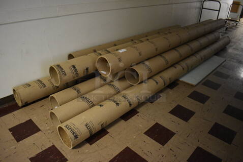 ALL ONE MONEY! Lot of 9 Brown Tubes. Includes 9x9x144. (Clearview Elementary - Upper Level Hallway)