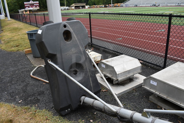 Spalding Metal Floor Style Basketball Hoop. BUYER MUST REMOVE. 52x48x132.5. (stadium) - Image 6 of 9