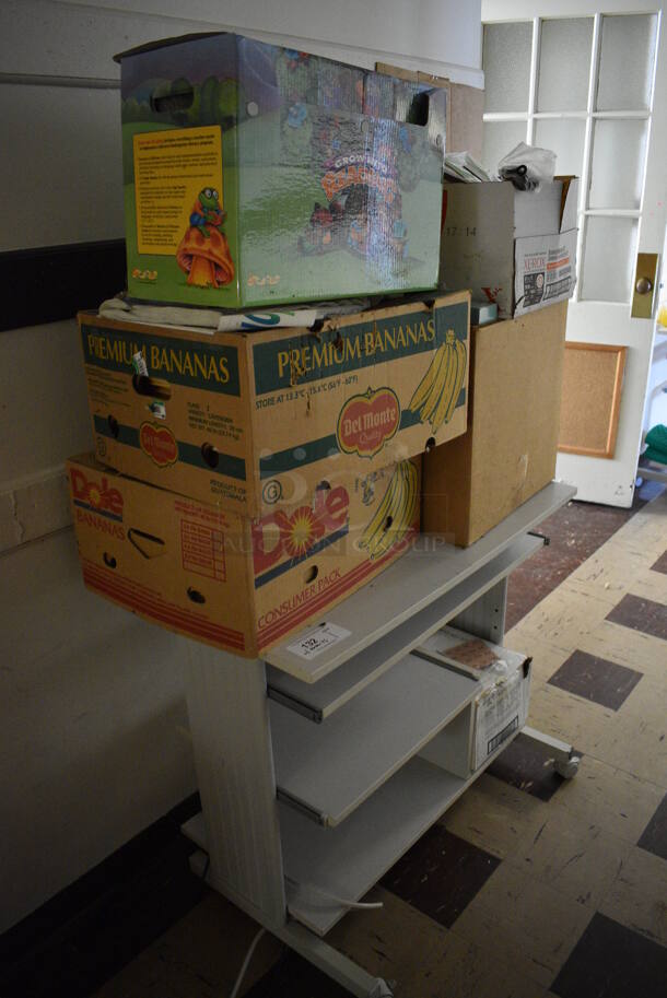 ALL ONE MONEY! Lot of Gray Desk w/ Contents. BUYER MUST REMOVE. 36x20x31. (Clearview Elementary - Upper Level Hallway) - Image 2 of 9