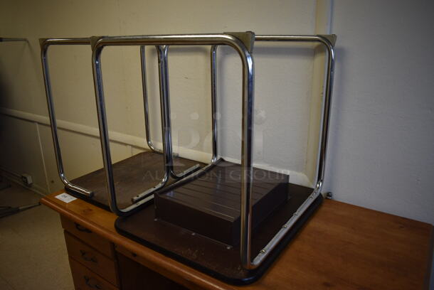3 Items; Wood Pattern Desk and 2 Childrens Desks. Includes 59.5x29.5x28.5. BUYER MUST REMOVE. 3 Times Your Bid! (Clearview Elementary - Upstairs Hallway) - Image 2 of 6