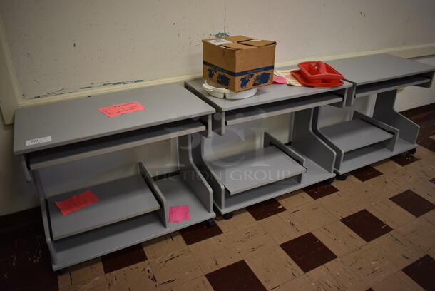 3 Gray Desks on Casters w/ Contents. BUYER MUST REMOVE. 36x30x29.5. 3 Times Your Bid! (Clearview Elementary - Room 1) - Image 5 of 5