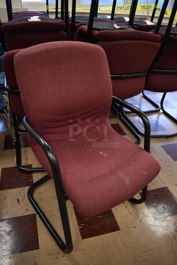 24 Maroon Chairs on Black Metal Frame. BUYER MUST REMOVE. 22.5x23x36. 24 Times Your Bid! (Clearview Elementary - Room 6) - Image 2 of 5