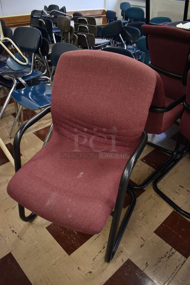 24 Maroon Chairs on Black Metal Frame. BUYER MUST REMOVE. 22.5x23x36. 24 Times Your Bid! (Clearview Elementary - Room 6) - Image 3 of 5