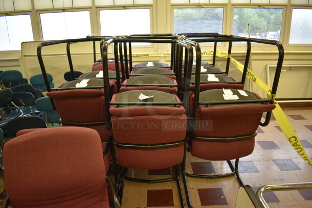 24 Maroon Chairs on Black Metal Frame. BUYER MUST REMOVE. 22.5x23x36. 24 Times Your Bid! (Clearview Elementary - Room 6) - Image 4 of 5