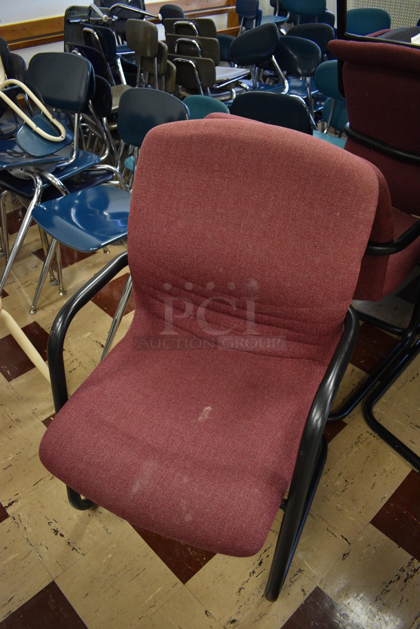 24 Maroon Chairs on Black Metal Frame. BUYER MUST REMOVE. 22.5x23x36. 24 Times Your Bid! (Clearview Elementary - Room 6) - Image 5 of 5