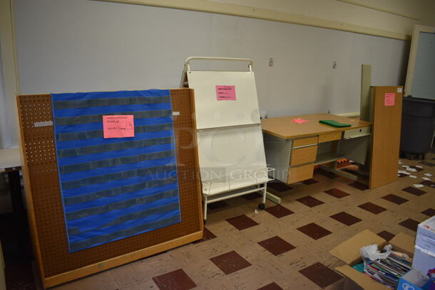 ALL ONE MONEY! Lot of Various Items; Desk, Table, Easel and Stand. Includes 48x14x48. BUYER MUST REMOVE. (Clearview Elementary - Room 3) - Image 7 of 7