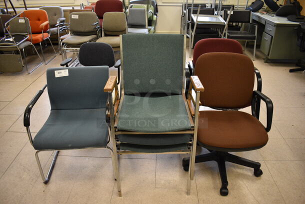 8 Various Chairs; 4 Blue, Orange Brown, 2 Red and Gray. BUYER MUST REMOVE. Includes 22x21x28. 8 Times Your Bid! (Clearview Elementary - Room 7) - Image 1 of 5