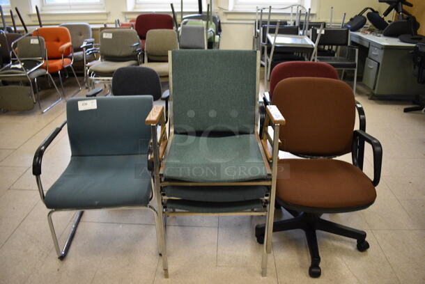 8 Various Chairs; 4 Blue, Orange Brown, 2 Red and Gray. BUYER MUST REMOVE. Includes 22x21x28. 8 Times Your Bid! (Clearview Elementary - Room 7) - Image 5 of 5