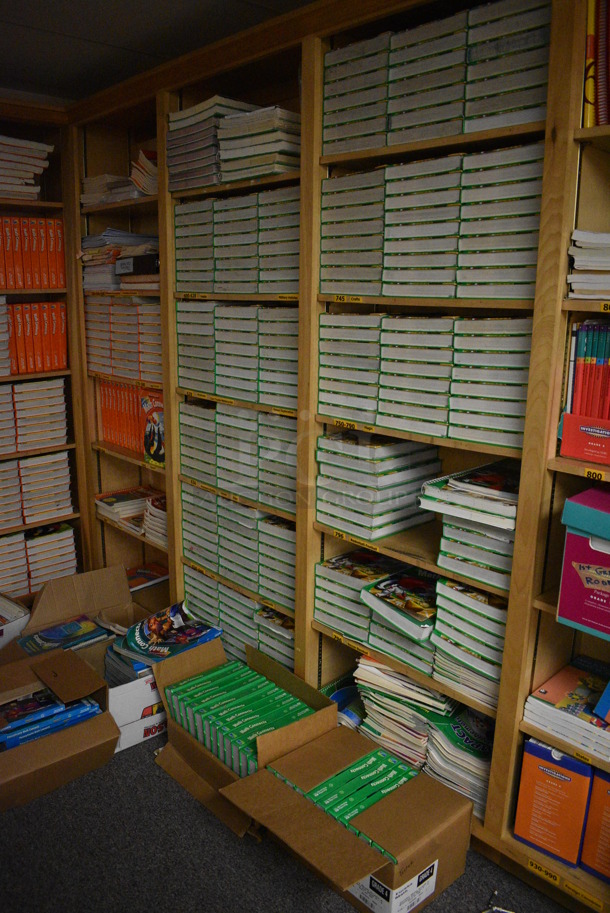 ALL ONE MONEY! MEGA ROOM LOT Including Various Books, Textbooks and Bins! Does Not Include Bookshelves. BUYER MUST REMOVE. (Clearview Elementary - Lower Level) - Image 2 of 12