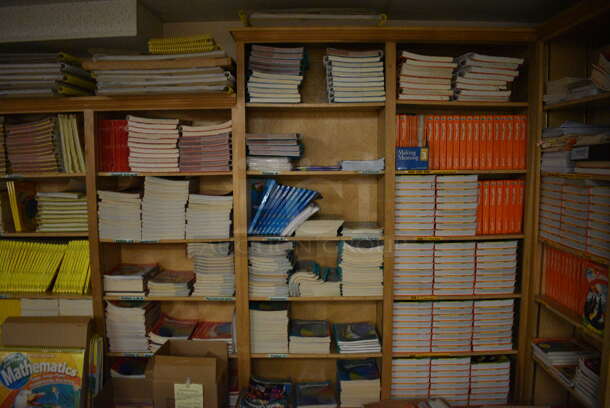 ALL ONE MONEY! MEGA ROOM LOT Including Various Books, Textbooks and Bins! Does Not Include Bookshelves. BUYER MUST REMOVE. (Clearview Elementary - Lower Level) - Image 4 of 12