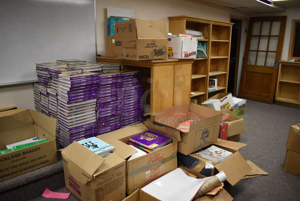 ALL ONE MONEY! MEGA ROOM LOT Including Various Books, Textbooks and Bins! Does Not Include Bookshelves. BUYER MUST REMOVE. (Clearview Elementary - Lower Level) - Image 11 of 12