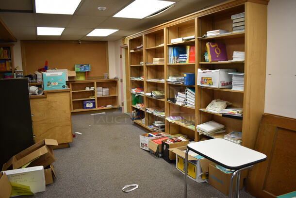 ALL ONE MONEY! MEGA ROOM LOT Including Various Books, Textbooks and Bins! Does Not Include Bookshelves. BUYER MUST REMOVE. (Clearview Elementary - Lower Level) - Image 12 of 12