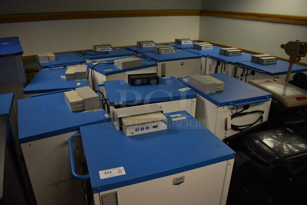 15 JAR Ultra Light Gray and Blue Metal Laptop Charging AV Carts on Commercial Casters. 26x20x34. 15 Times Your Bid! (Clearview Elementary - Lower Level) - Image 3 of 5