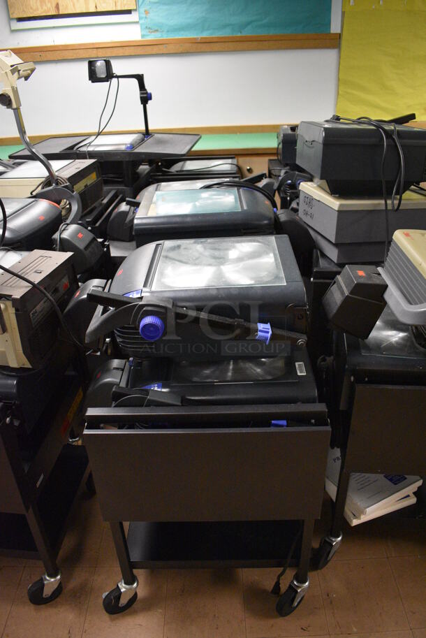 21 Black Metal AV Carts w/ Approximately 30 Overhead Projectors. BUYER MUST REMOVE. Includes 18x24x39. 21 Times Your Bid! (Clearview Elementary - Lower Level) - Image 3 of 7