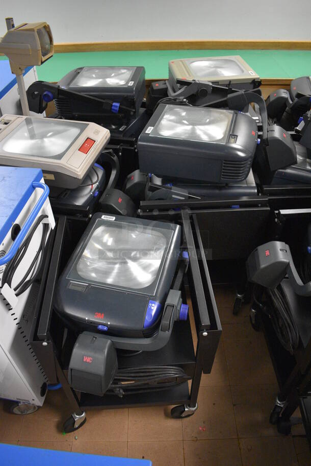 21 Black Metal AV Carts w/ Approximately 30 Overhead Projectors. BUYER MUST REMOVE. Includes 18x24x39. 21 Times Your Bid! (Clearview Elementary - Lower Level) - Image 6 of 7