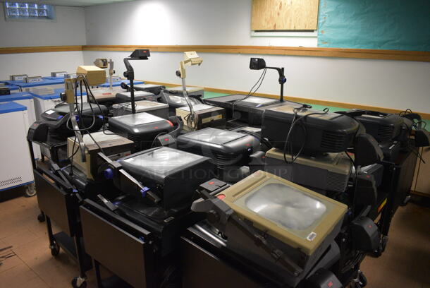 21 Black Metal AV Carts w/ Approximately 30 Overhead Projectors. BUYER MUST REMOVE. Includes 18x24x39. 21 Times Your Bid! (Clearview Elementary - Lower Level) - Image 7 of 7