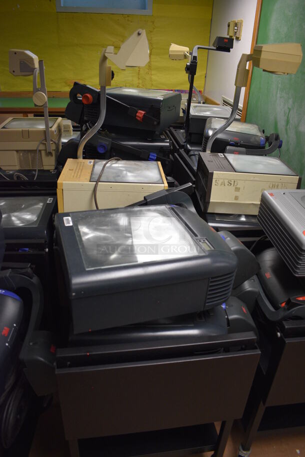 15 Black Metal AV Carts w/ Approximately 30 Overhead Projectors. BUYER MUST REMOVE. Includes 21x20x51. 15 Times Your Bid! (Clearview Elementary - Lower Level) - Image 3 of 5