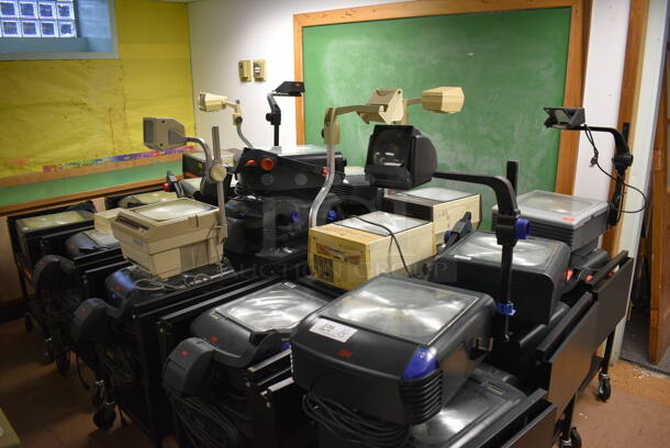 15 Black Metal AV Carts w/ Approximately 30 Overhead Projectors. BUYER MUST REMOVE. Includes 21x20x51. 15 Times Your Bid! (Clearview Elementary - Lower Level) - Image 5 of 5