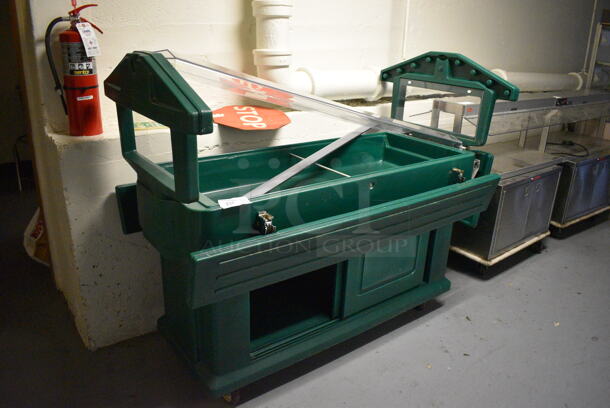 Cambro Green Poly Portable Buffet Station on Commercial Casters. BUYER MUST REMOVE. 70x40x53. (Clearview Elementary - Lower Level)
