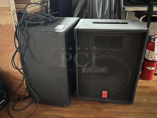 2 Fender Model 1205A 8 Ohm Speakers. 19x13x26. 2 Times Your Bid! (Clearview Elementary - Stage)