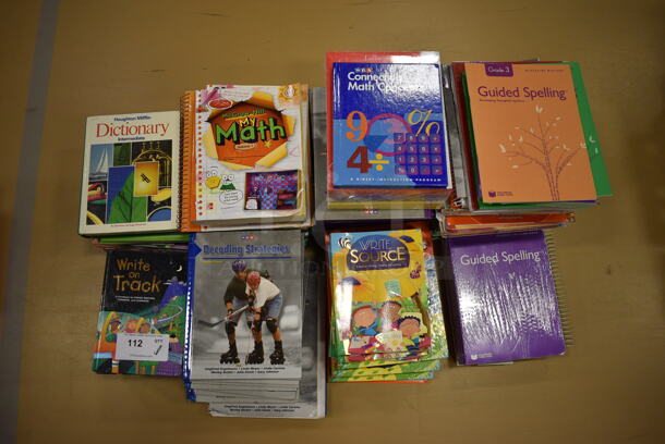 ALL ONE MONEY! Lot of Various Books Including Connecting Math Concepts, Guided Spelling and Write Source. (Chipperfield Elementary Gym)