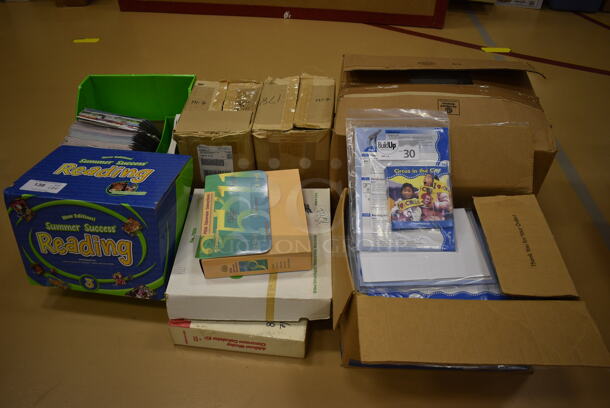 ALL ONE MONEY! Lot of Various Items Including Reading Kits, Circus in The City Books and Pennsylvania Social Studies Textbooks. (Chipperfield Elementary Gym)
