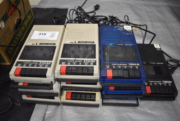 ALL ONE MONEY! Lot of 10 Califone Cassette Recorders. 5.5x10.5x2. (Middle School Gym)