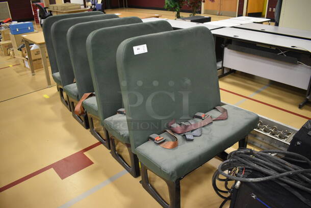 5 Green Bus Seats on Metal Frames. 39x19x44. 5 Times Your Bid! (Chipperfield Elementary Gym)
