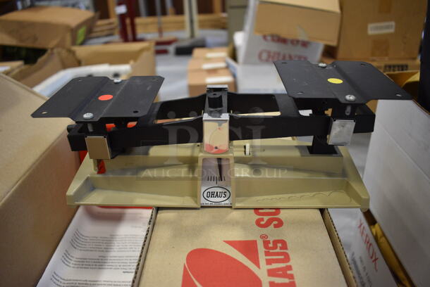 6 BRAND NEW IN BOX! Ohaus Metal Countertop Triple Beam Scales. 12x6x6. 6 Times Your Bid! (Middle School Gym)