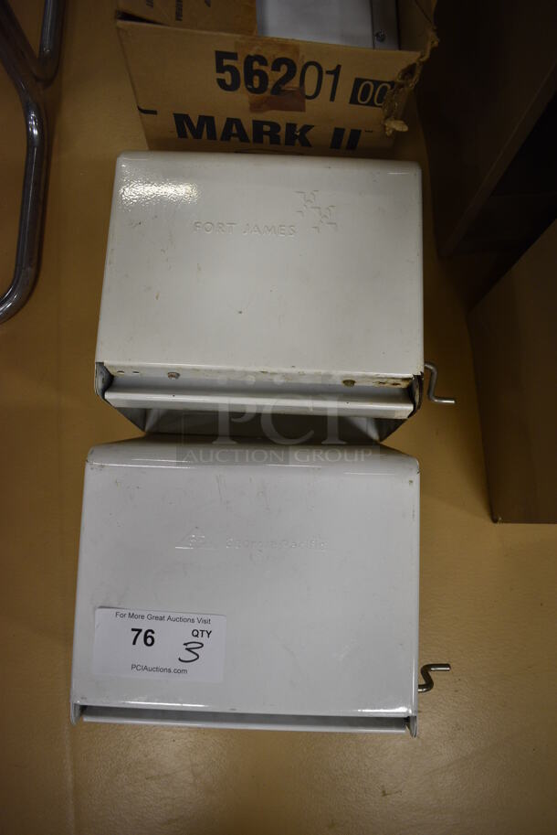 3 White Metal Wall Mount Paper Towel Dispensers. 12x9x12. 3 Times Your Bid! (Chipperfield Elementary Gym)