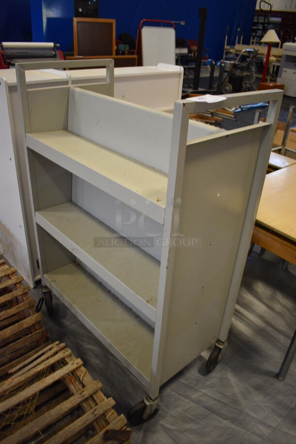 Metal Portable Book Cart on Commercial Casters. 32x17x46. (Middle School Gym)