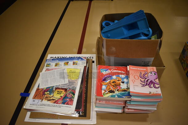 ALL ONE MONEY! Lot of Various Items Including Math Connects Books and Student Notebooks. (Chipperfield Elementary Gym)